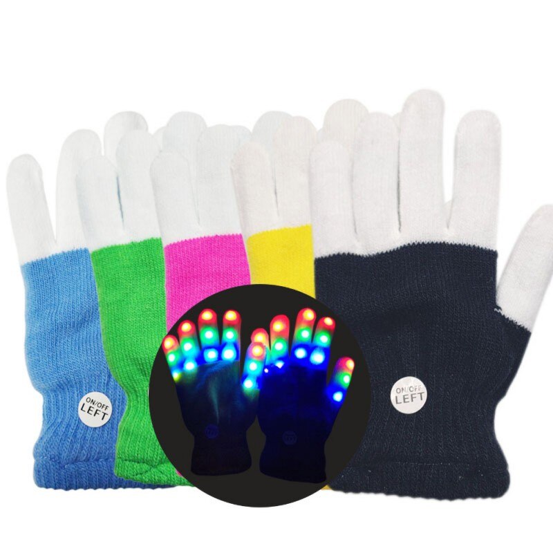 1 Pza Guantes LED para niños guantes para mantener el calor Guantes LED 7 modos de luz dedos luz dedo suministros de juguetes para fiestas con estilo