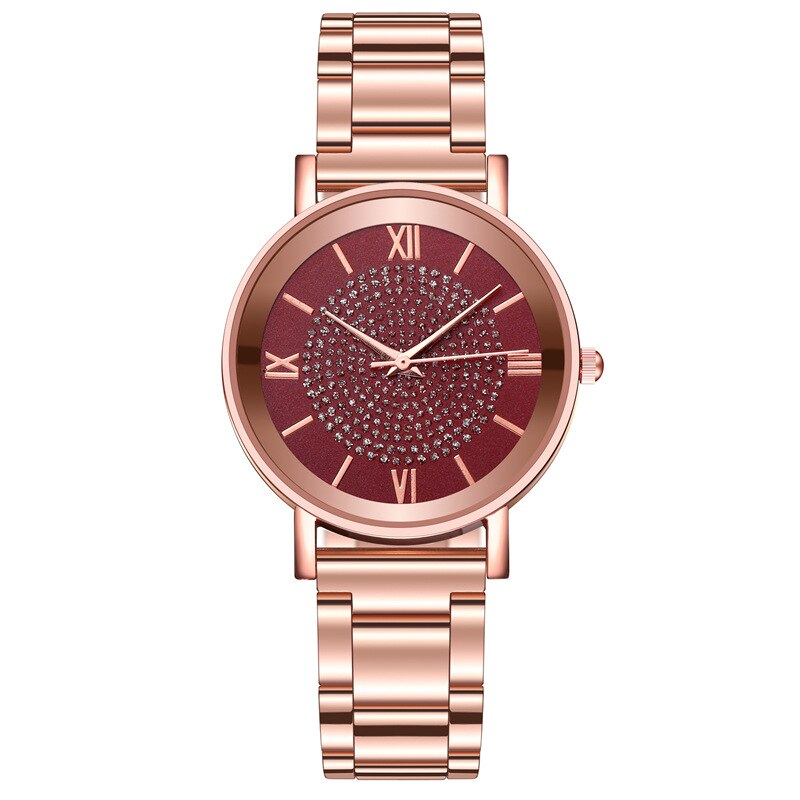 Vrouwen Horloges Luxe Strass Rose Goud Dames Horloges Vrouwen Armband Horloge Voor Vrouwelijke Klok Relogio Feminino: red