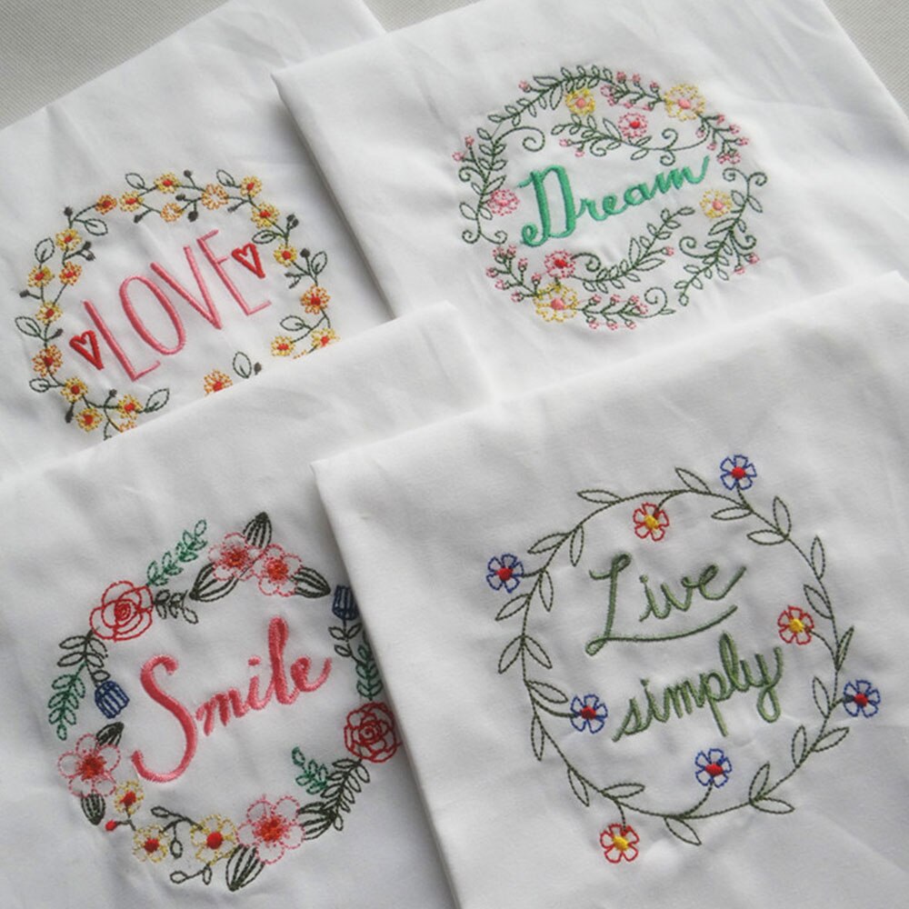 Eenvoud Stijl Puur Katoen Brief Bloemen Geborduurde Diner Servetten Placemat Voor Wedding Party 45x65cm