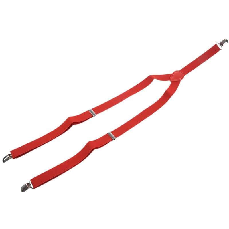 Kvinner menn klips på justerbare bukser elastisk y rygg seler seler - rød