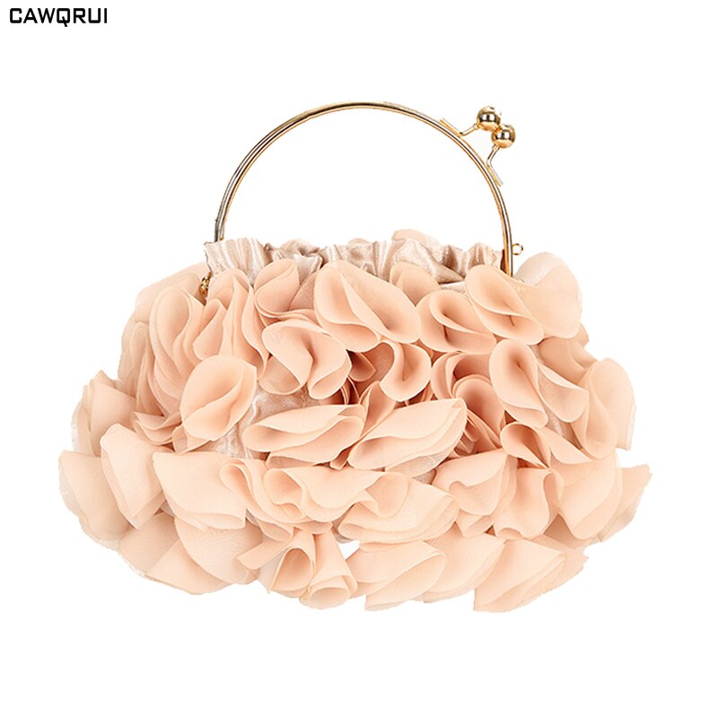 Luksus dameveske dame sateng blomst clutch kveldsveske søt tote bryllupsfest clutch liten veske bolso: Default Title