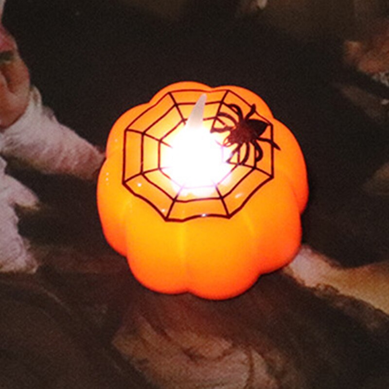 Mini led-sfeer pompoen licht speelgoed schattige cartoon decoratie nachtlampje kaarslicht halloween speelgoed pompoenlamp: Spin