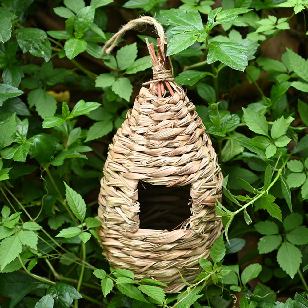 Birds Nest Bird Cage Natural Grass Egg Cage Bird House Outdoor Decorative Weaved Hanging Parrot Nest Houses Pet Bedroom