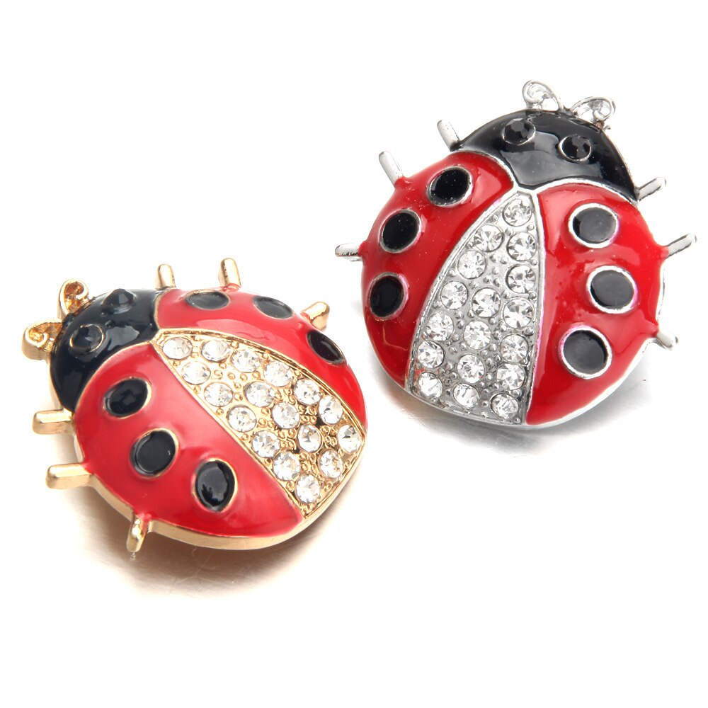 20 pçs nova grande snap jóias de cristal strass joaninha botão pressão liga botão ajuste 18mm snap pulseira colar