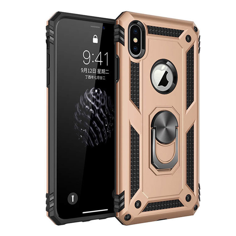 Shockproof Armor Holder Case For iPhone X XS Max XR 7 6 Cases Magnetic Ring Phone Cover For iPhone 6 6s 7 8 Plus Holder Case: Cotton Fabric / Clear
