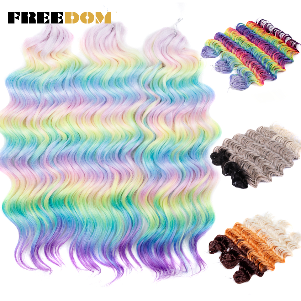 Extensiones de cabello trenzado de arcoíris, pelo sintético ondulado profundo, Passion Twist, Crochet, 24 pulgadas/60cm, ombré, marrón, Rubio