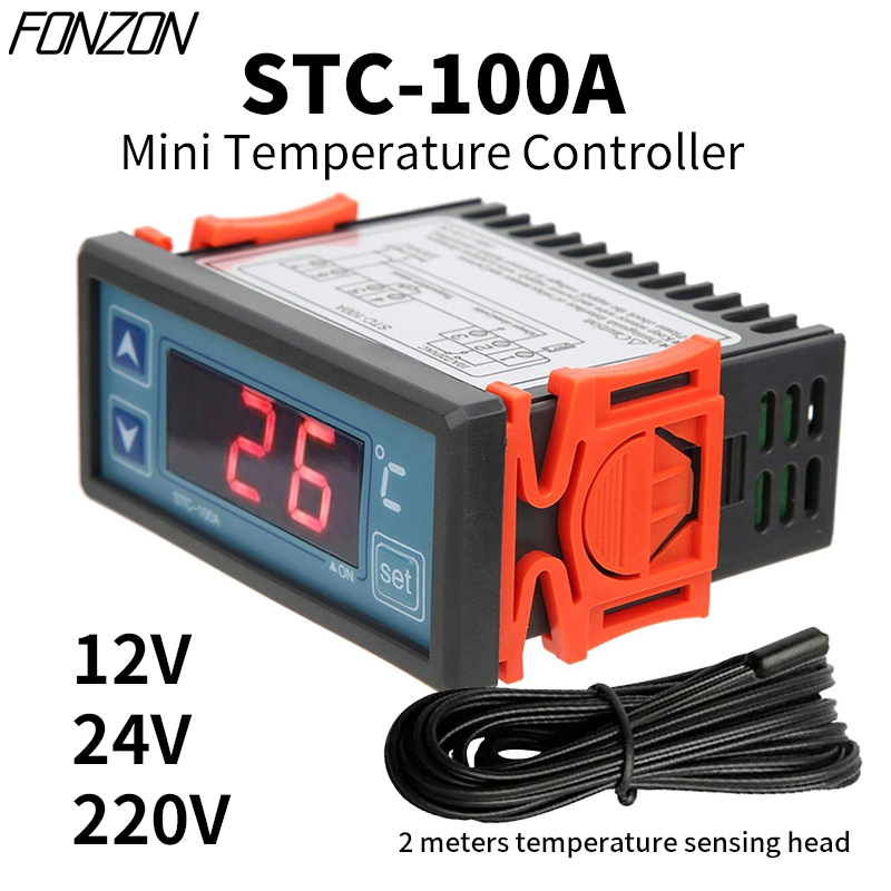 STC-100A controlador de temperatura termostato digital higrômetro calor geladeira regulador de refrigeração 2m sensor ntc ac 220v -50 ℃ ~99 ℃
