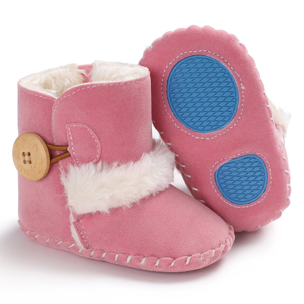 De mode lovelu wilde warme Baby Meisje Jongen Snowboots Winter Half Laarzen Infant Kid Zachte Bodem Schoenen stijlvolle novel wilde: Roze / 0-6 months