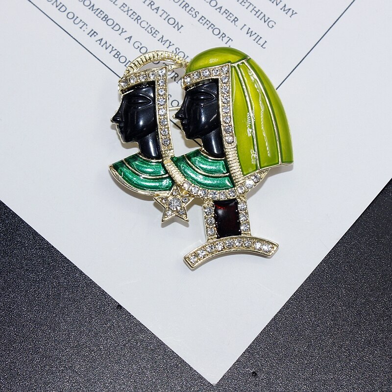 Neue retro Palast antike Cleopatra glasur Emaille Brosche mittelalterlich persönlichkeit licht luxus Brosche