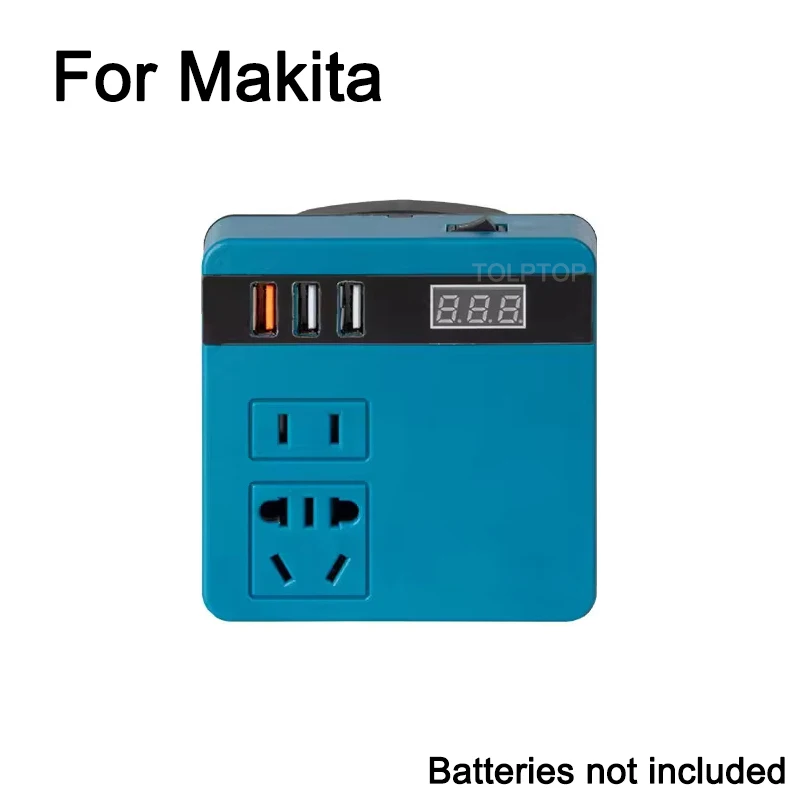 Inverter DC 18V To 220V Inverter Adapter For Makita/Dewalt/Milwaukee 18V Lithium Battery Multi-Function Power Supply Inverter: Khaki