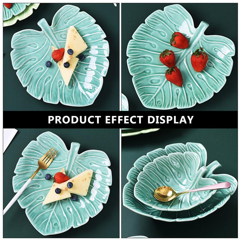 Leaf Shape Ceramic Dessert Tray Food Serving Tray Food Tray Food Container Dessert Plate for Banquets Restaurant Party