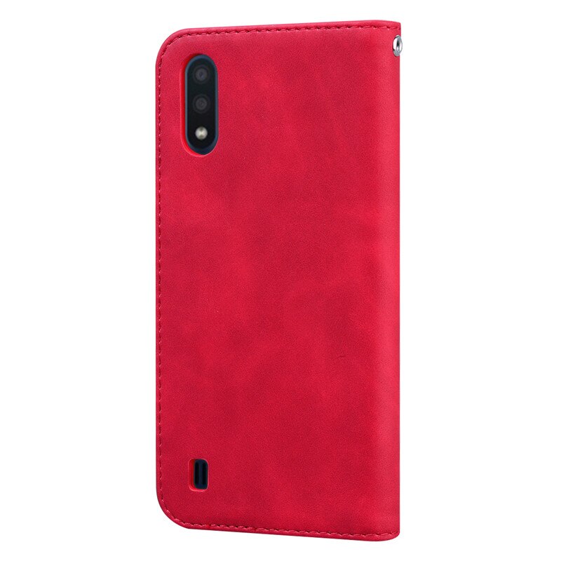 Luksusowe skórzane etui z klapką na Samsung Galaxy A01 rdzeń tylna obudowa na Coque Samsung A01 A01 A01 Core SM-A013F Cover Fundas