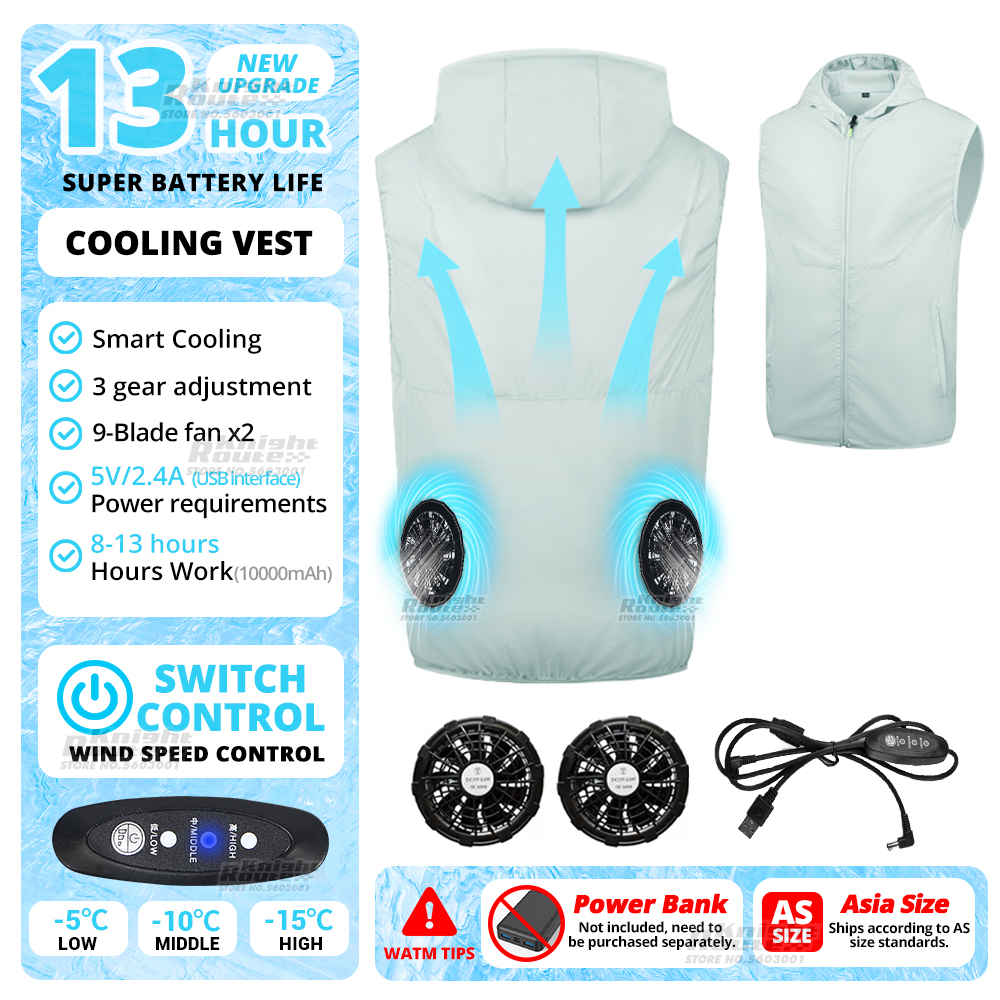 Kølig vest med ventilator, airconditioneret tøj, kølende 13 timer til arbejde med høj temperatur, fiskevest, vandreture: 6xl / Brun