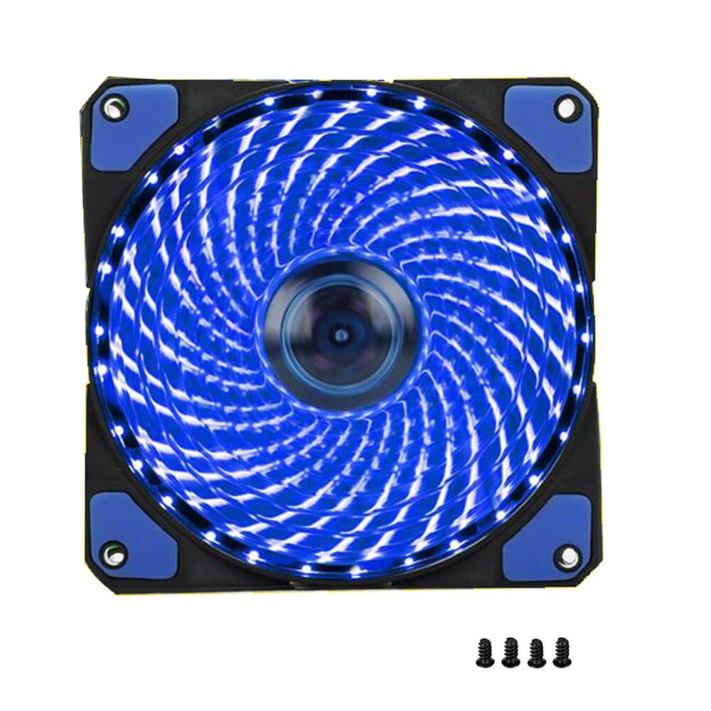 Ventilador con cubierta para ordenador PC de 120mm, enfriador disipador térmico de 16dB, enfriamiento Ultra silencioso de 33 ledes con ventilador de 12CM de goma antivibración: 33LED Blue