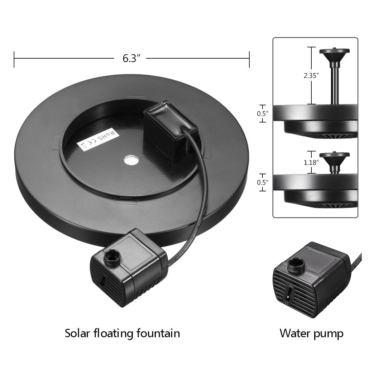 Solar Fountain Bird Bath Patio Landscape Floating Water Pump Outdoor Garden Pool Pond Waterfall Decor Solar Powered Fountain
