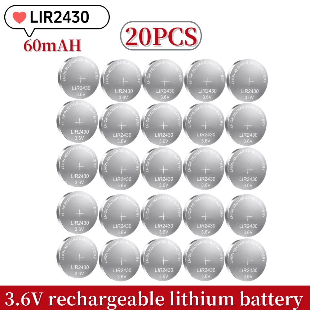 20 peças lir2032 lir2016 lir2025 lir2430 lir2450 lir1632 3.6v bateria de lítio recarregável substitui cr2032 2016 2025 2430 2450: Verde