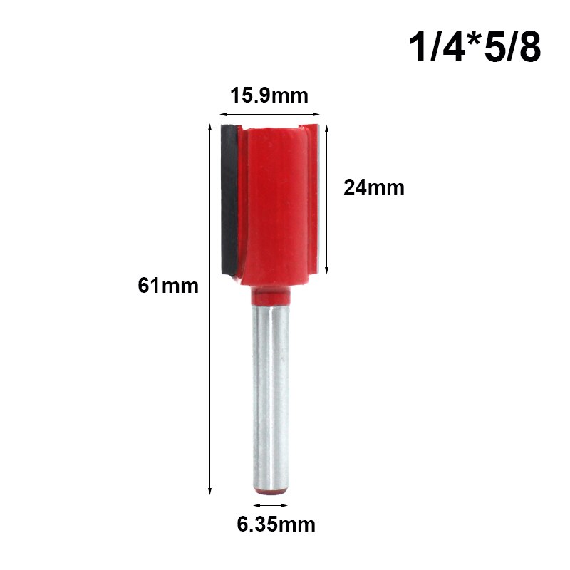 LAVIE-herramienta de corte para carpintería, vástago de 1/4 pulgadas, 6,35mm, doble boquilla de cuchilla, broca recta, cortador de carpintería, broca de enrutador de corte, MC01011, 1 ud.: 6.35x15.9x24