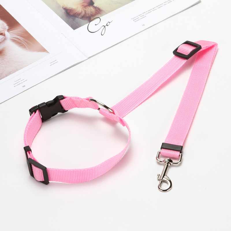 2-In-1 Huisdier Hond Kat Autogordel Clip Voor Auto Lead Leash Back Seat Veiligheid Belt verstelbare Harnas Voor Hond Kraag Hond Accessoires: Pink