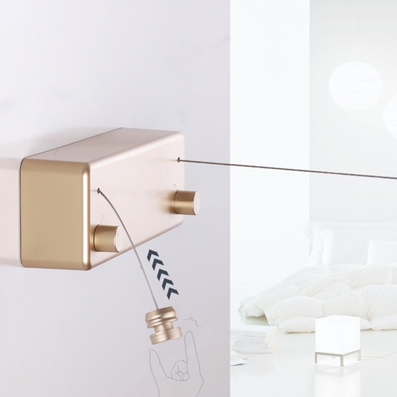 Home 4.2M Steel Wire Invisible Wall Hanger Indoor Retractable Solid Clothesline Retractable Clothesline Clothes Dryer