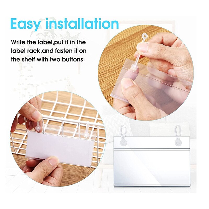 ! 60Pcs Plastic Mand Label Houders, prijs Teken Draad Plank Met Clip Lock Sluiting Met 60 Stuks Label Papier Insert
