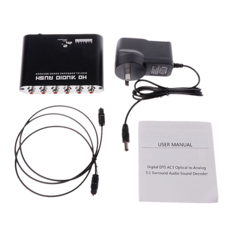 Digital DTS AC3 Optical To Analog 5.1CH Surround Sound Decoder Coaxial To 6RCA