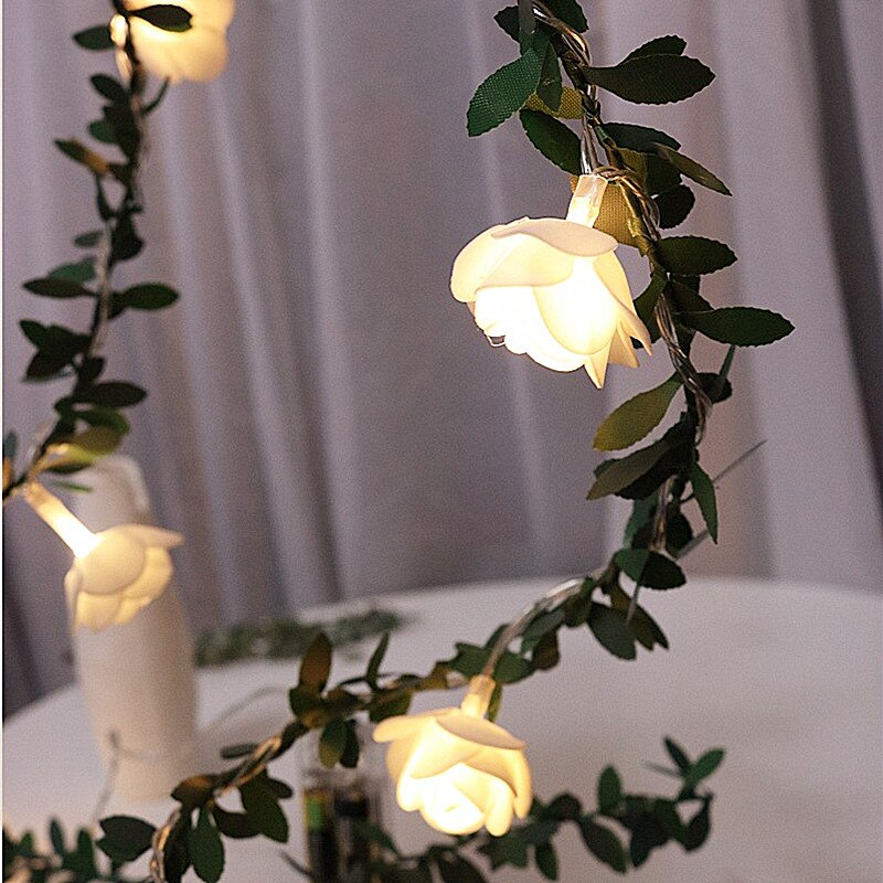 20/40led Rose Flower Led Fairy String Lights USB Battery Powered Wedding Christmas Lights Garland Decorations for Home Outdoor