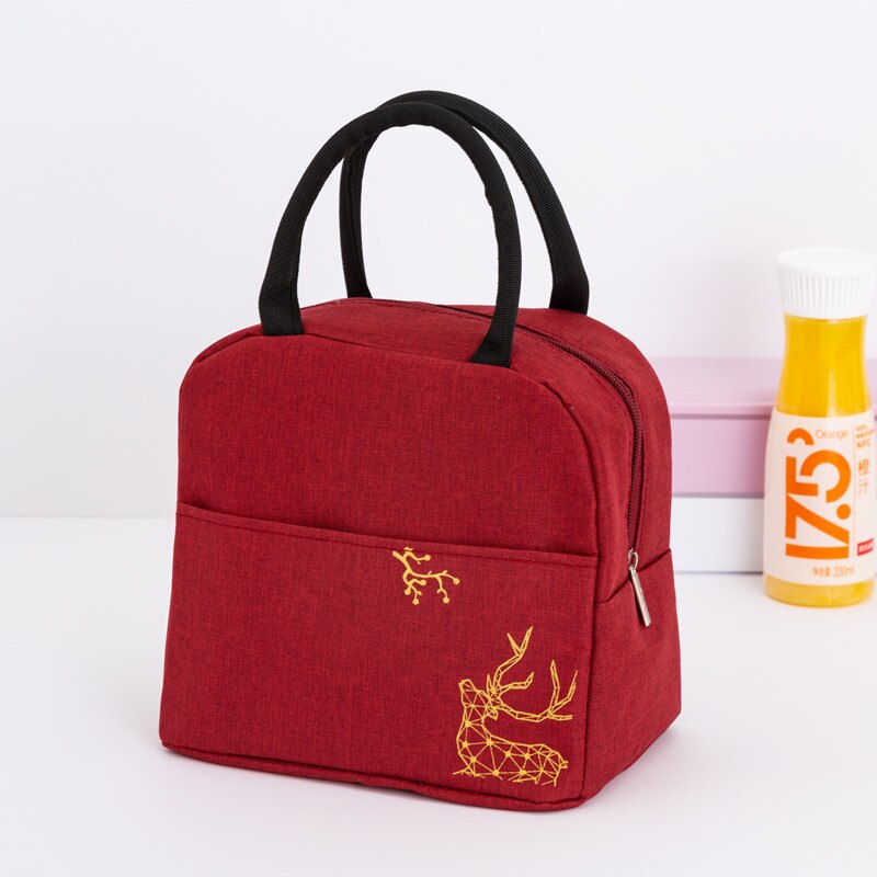 1Pcs Verse Koeler Zakken Waterdichte Nylon Draagbare Rits Thermische Oxford Lunch Tassen Voor Vrouwen Handige Lunchbox Tote Voedsel tassen: Red