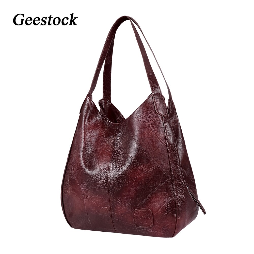 Geestock Vintage Top-Handle Bags Designers for Women Luxury Shoulder Bags PU Leather Totes Bags Female: Red