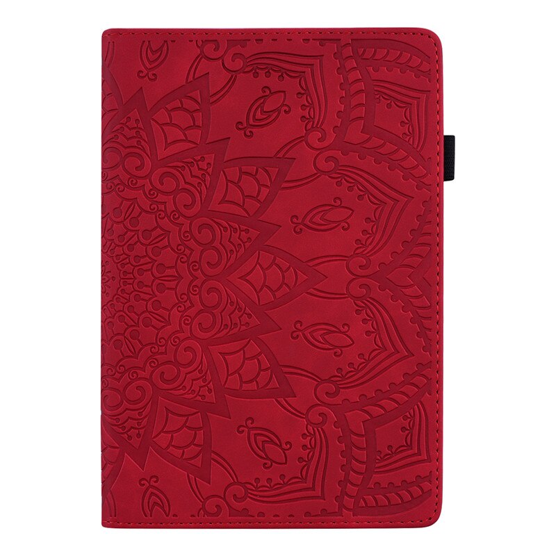 Tablet Bloem 3D Emboss Pu Leather Cover Voor Lenovo Tab M10 Case Funda 10.1 "TB-X505F TB-X505L TB-X505X TB-X605L TB-X605F: Red