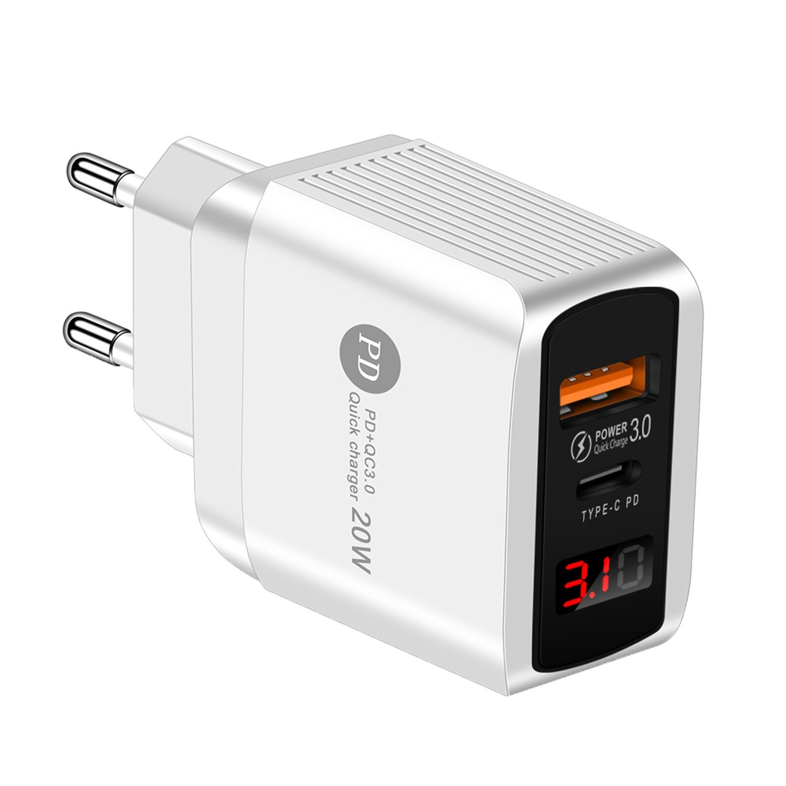 20W Smart Digital Display Is Suitable For Apple Android Multi-port USB Charger