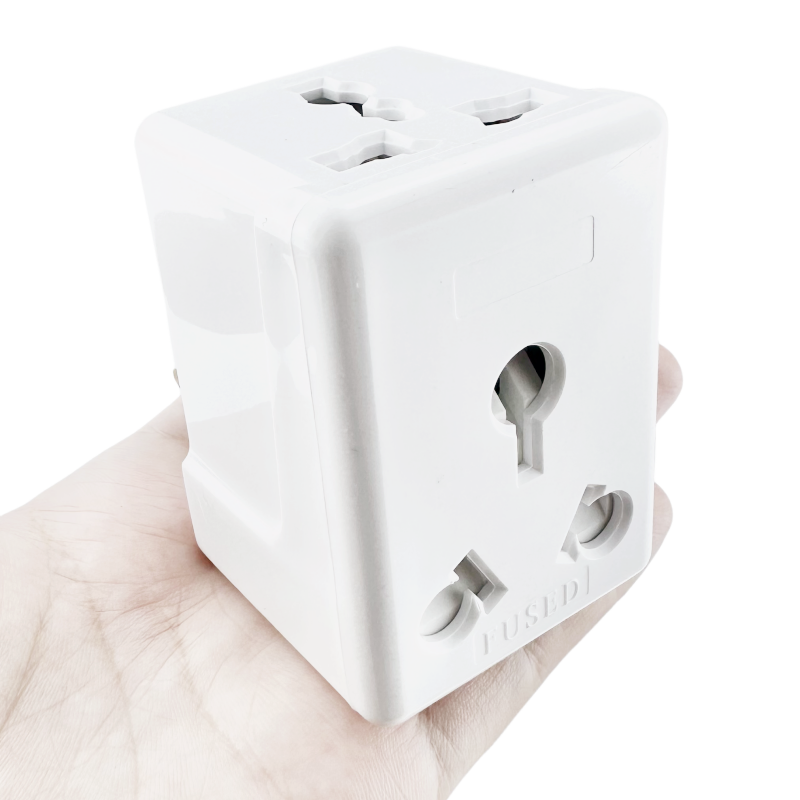 Adaptador de enchufe múltiple de 3 pines, extensor de enchufe británico, adaptador de extensión de cubo de alimentación para oficina, TV, cocina, interior, negro