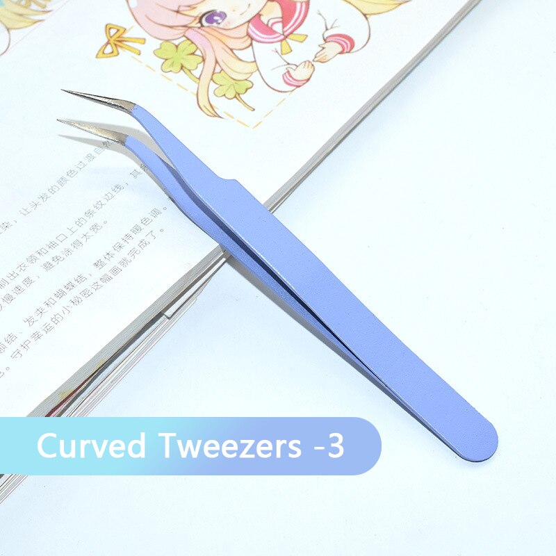 12 Stuks Messen Multifunctionele Vleesmes Scrapbook Sticker Pincet Kleur Non-Slip Handvat Papier Snijden Mes Briefopener: Curved Tweezers-3