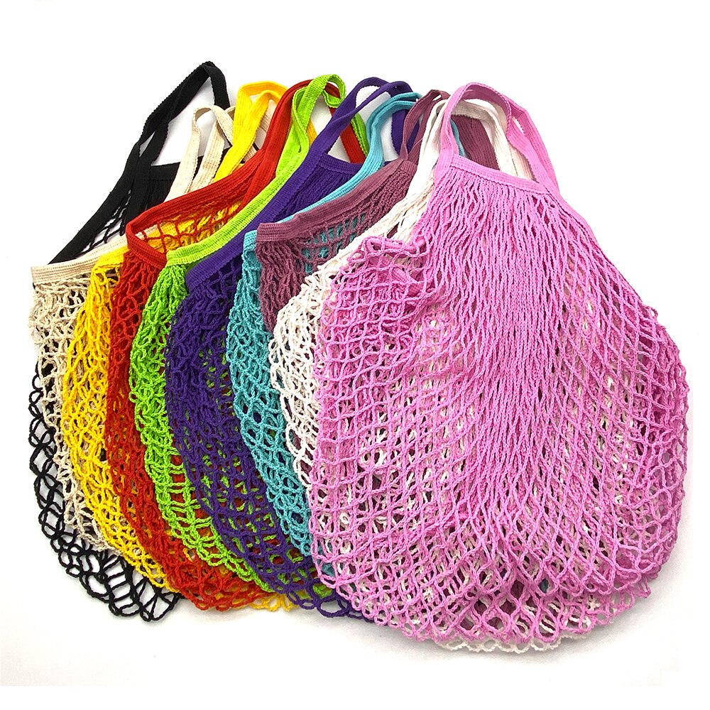 Tragbare Lebensmittel Taschen für Obst Gemüse Tasche Waschbar Baumwolle Gittergewebe Schnur Organische Organizer Wiederverwendbare Handtasche Tuch Einkaufstasche