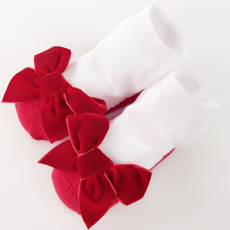 Bear Leader Baby Girl Patchwork Socks Toddler Cute Autumn Winter Socks Kids Bowknot Baby Clothing Infant Accessories: AH1639 red / 24M