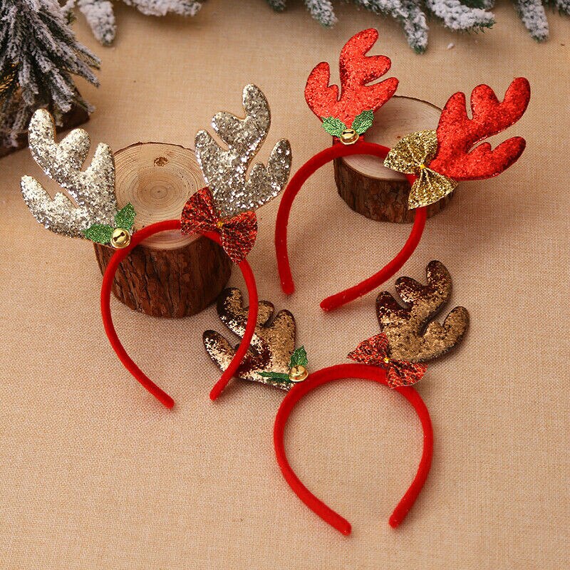 Diademas navideñas de lujo con cuernos de reno, diadema navideña para niños, decoración de , accesorios para el cabello,