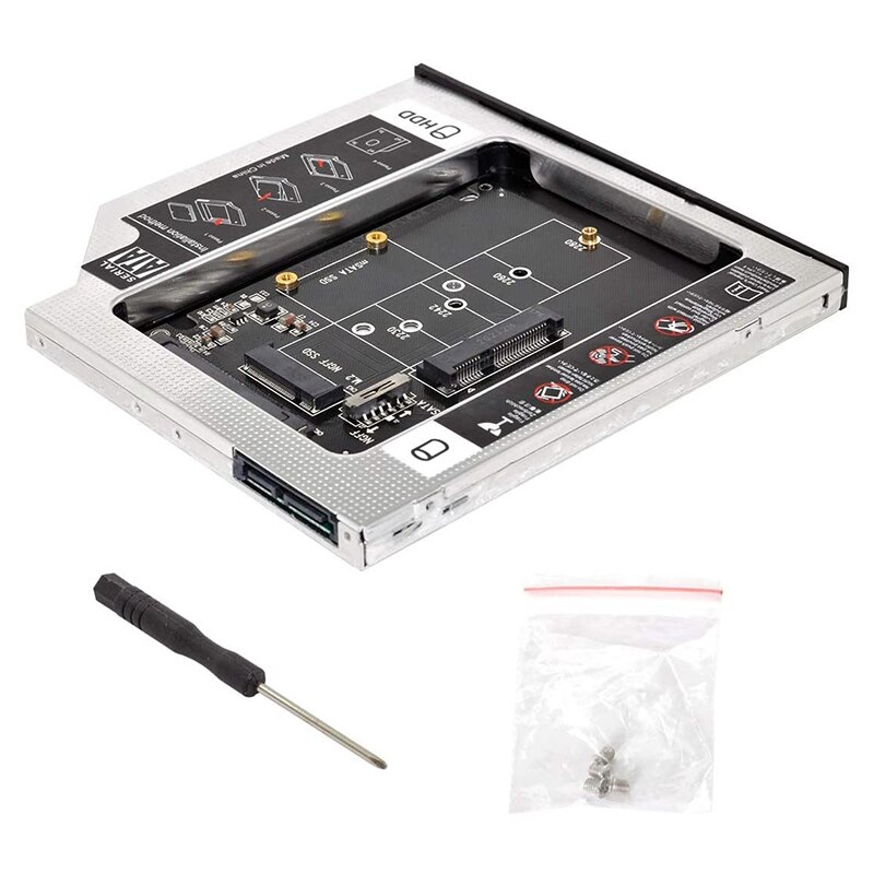 SSD di MSATA NGFF B/m-key alla cassa del Caddy di Slimline SATA 13Pin per la baia ottica universale del CD/DVD-ROM del computer portatile di 9.5mm