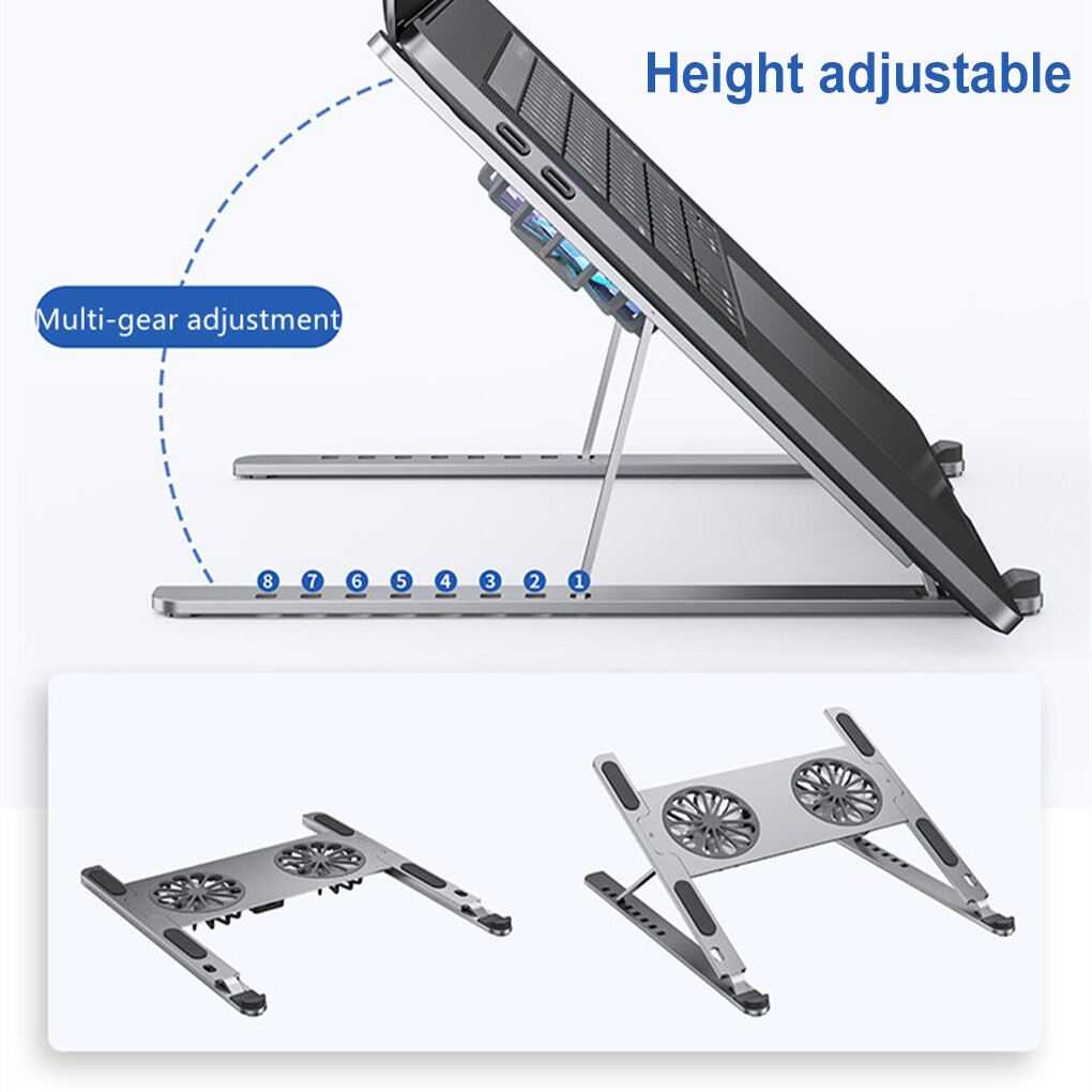RGB Light Laptop Stand Cooling Fan Gaming Laptop Stand Aluminum Foldable Cooler for Notebook Laptop Macbook Adjustable Holder