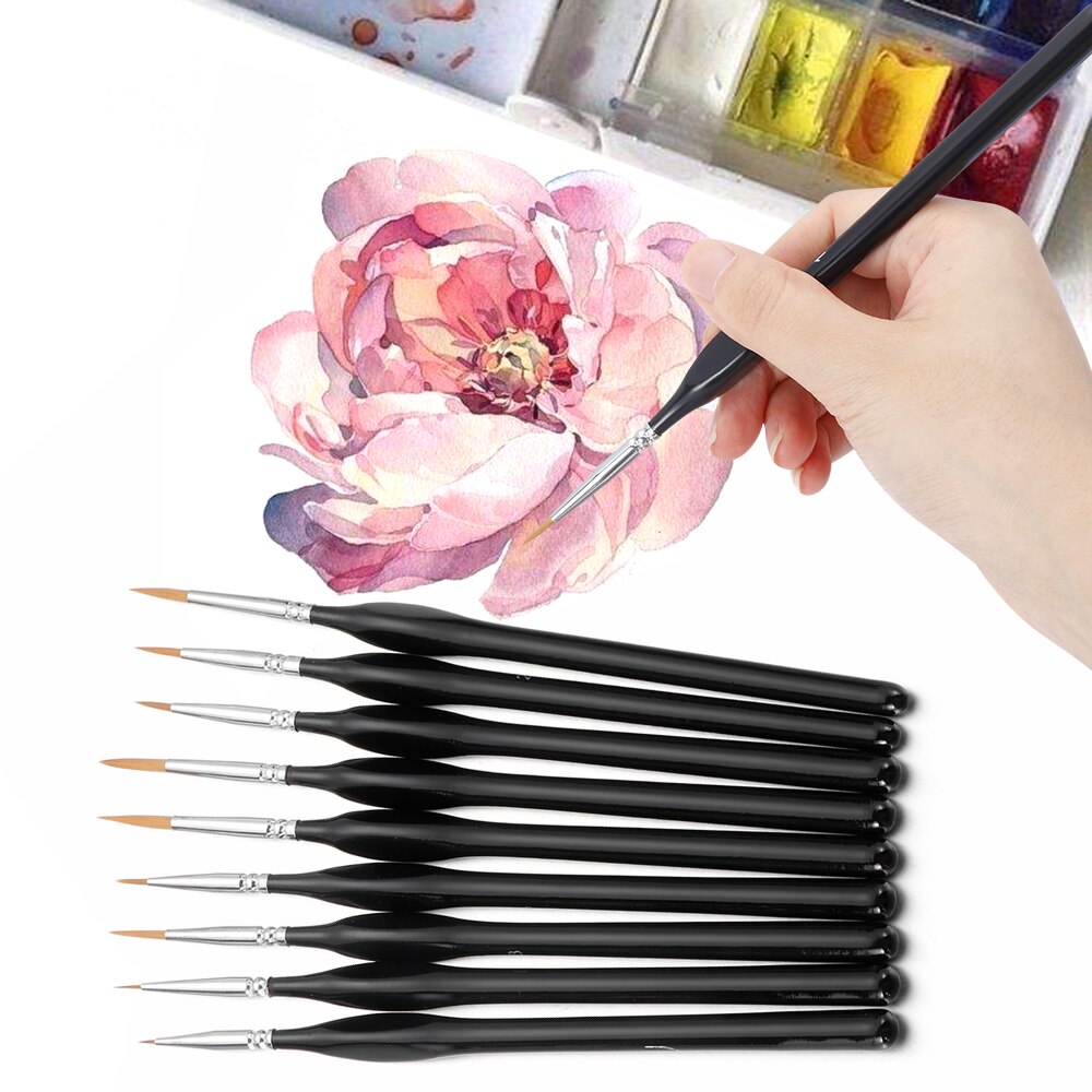 9PCS/Set Pointed Cartoon Detail Liner Extra Fine Tip Miniature Model Paint Brush Set Acrylic Oil Artist Supplies