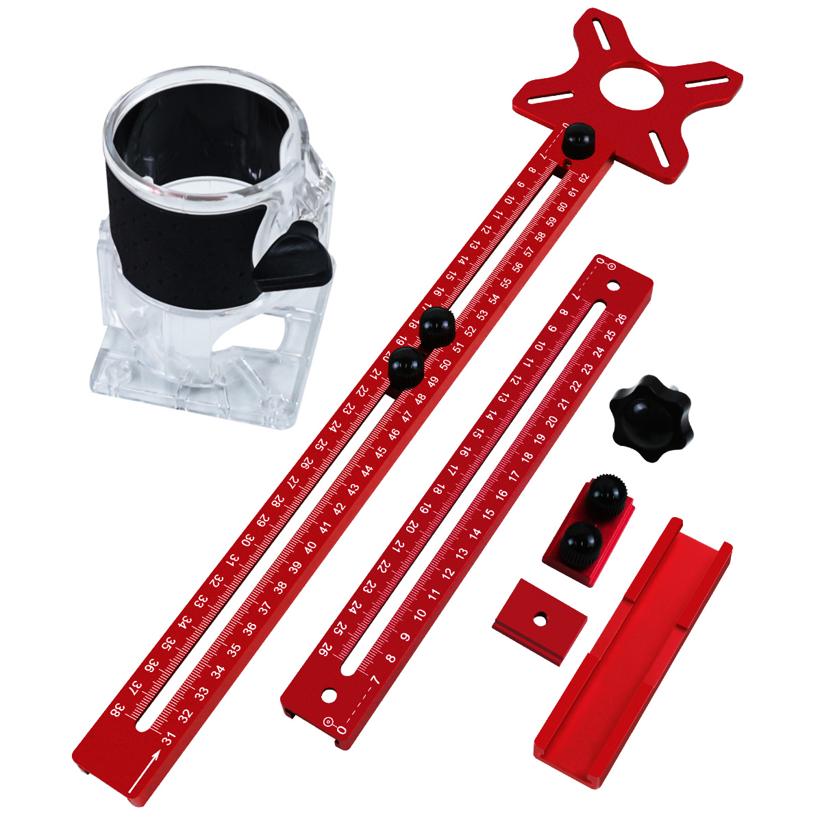 Support de rainure de fraisage de routeur 3 en 1, gabarit de coupe circulaire de routeur à rayon de 9 à 61cm, gabarit de matériel d'armoire en aluminium pour le travail du bois: WHITE