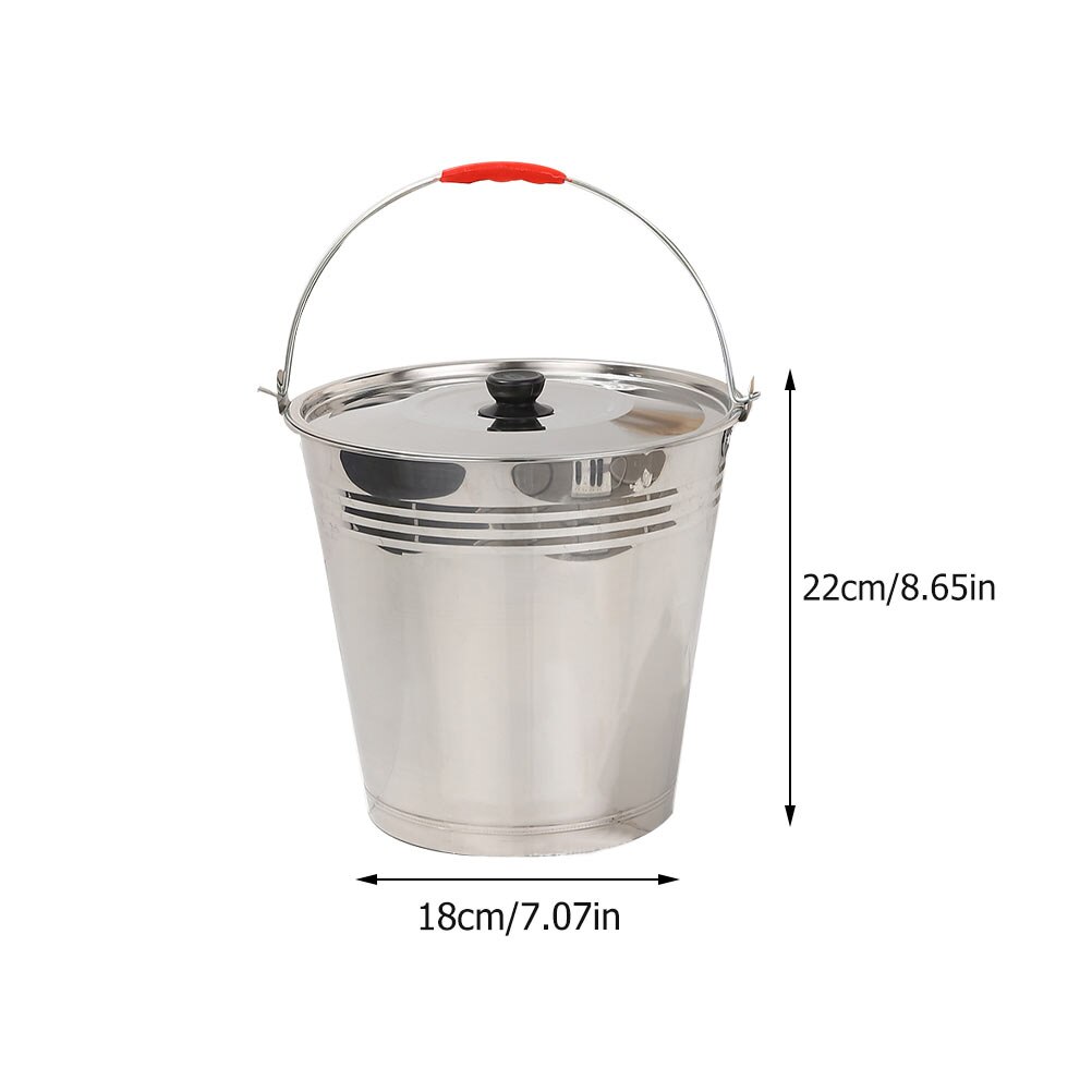 1Pc Stainless Steel Bucket Household Water Bucket Multi-purpose Bucket with Lid