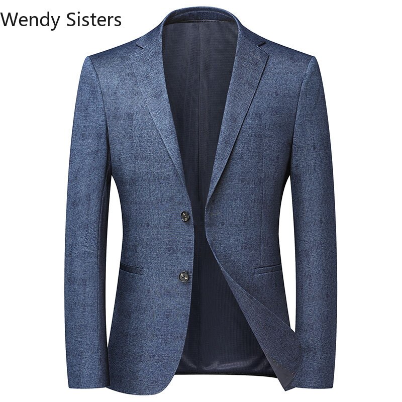 Brand Spring Mens Blazer Jacket Blue Light Business Slim Fit Casual Suits Exquisite Men Clothing 2022