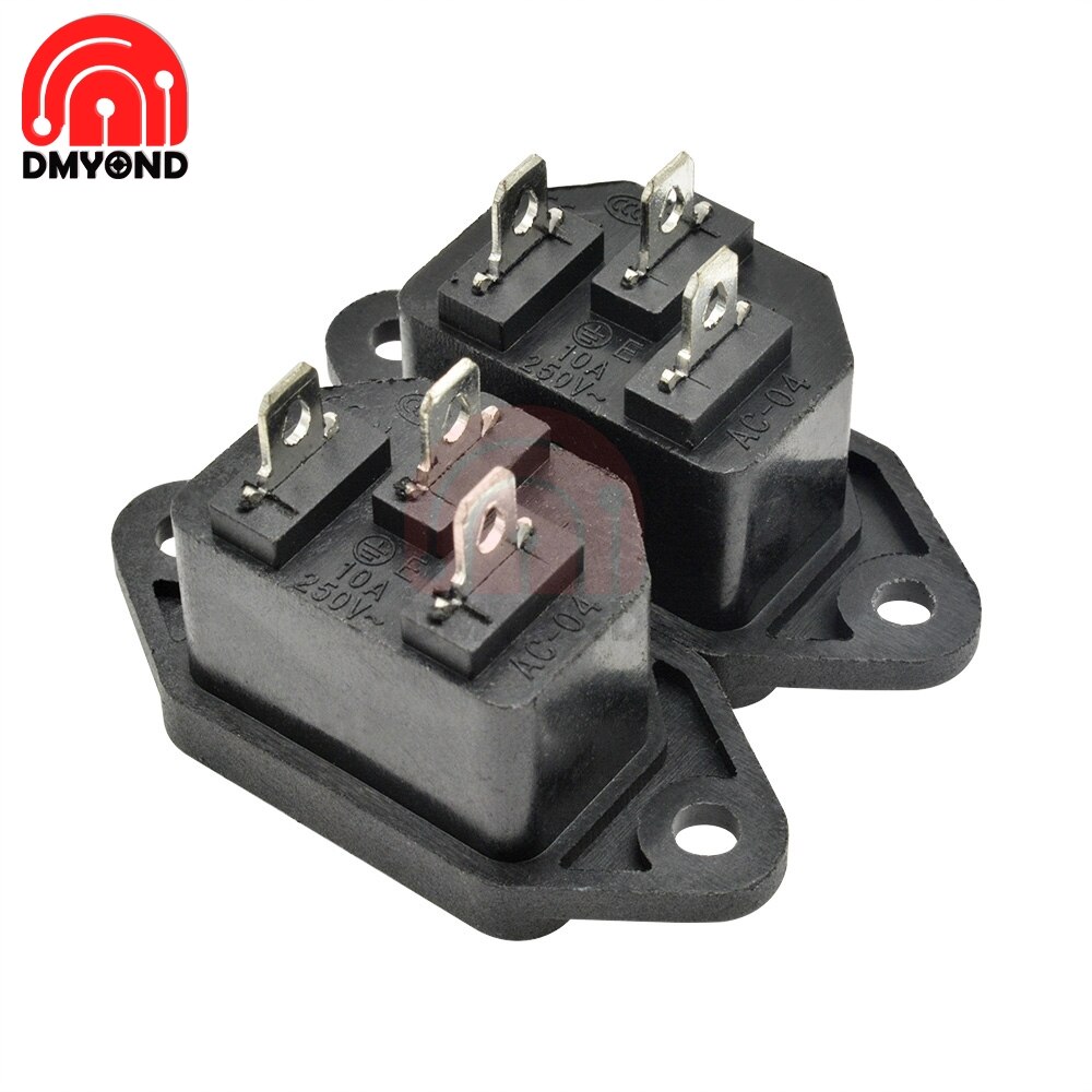 5PCS Power Socket 3Pin AC 250V 10A 3 pin With Ears For Electric Car Computer Power Socket Screw Fixed Iron Core