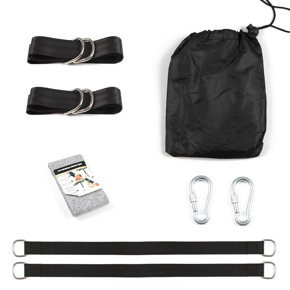 Kit de sangles de balançoire d'arbre, accessoires de camping, noir, 2 m, 2 pièces