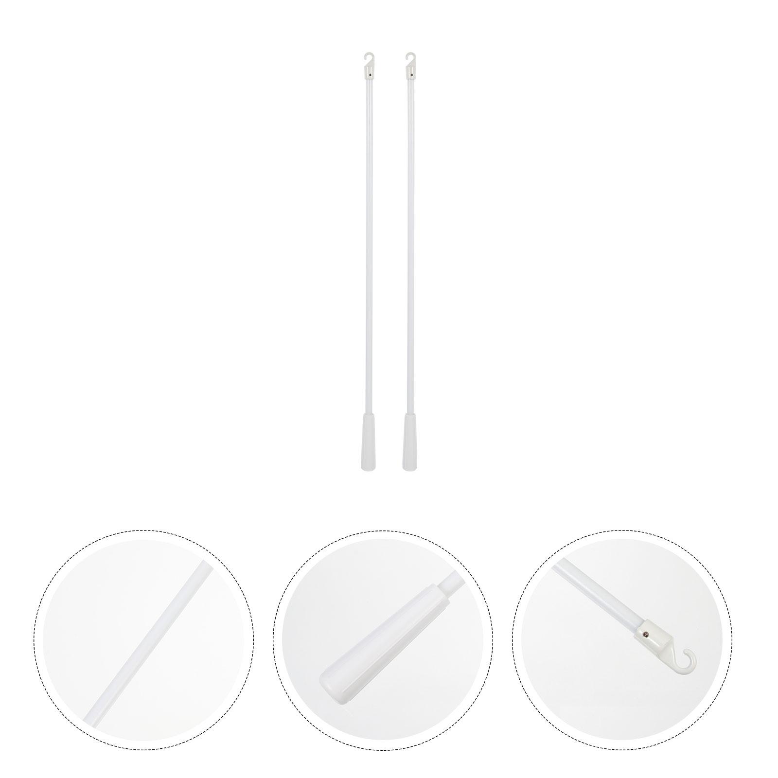 2 Stück 17-Zoll-Vertikaljalousien-Kippstangen aus weißem Fiberglas mit Haken, ausziehbare Vorhänge, Zugvorhänge, Zubehör, einfache Installation