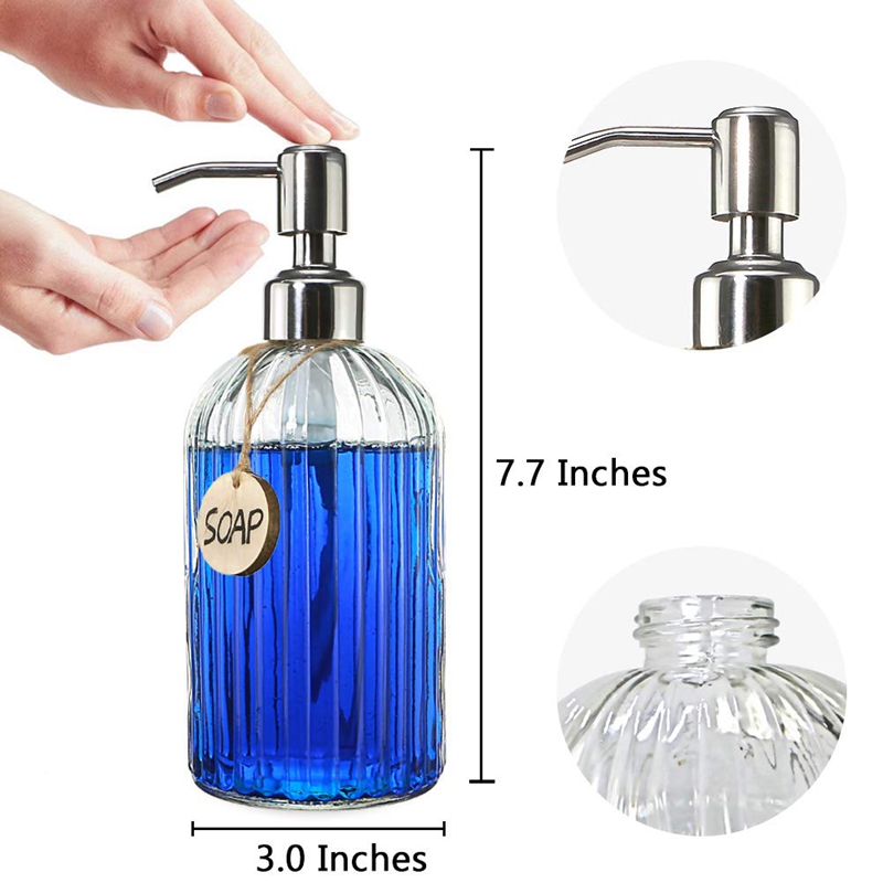 Matzwarte glazen zeepdispenser, 350 ml pompdispenser, afwasmiddelfles