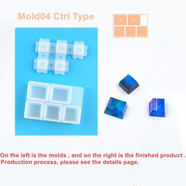 Manual DIY Mechanical PC Keyboard Key Cap Silicone Mold UV Crystal Epoxy Molds for DIY Handmade Crafts Making Mould Tools: Mold4