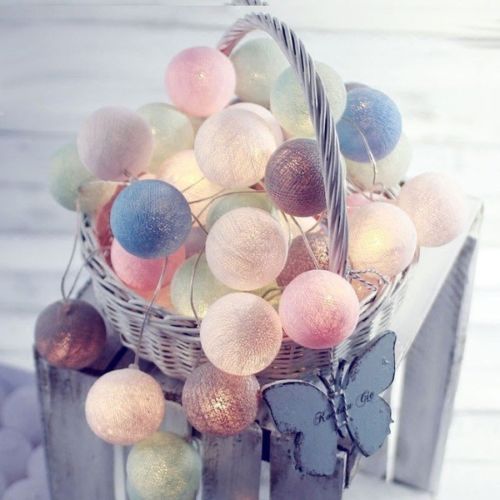 2,2 M 20 LED Baumwolle Ball Girlande Lichterketten Outdoor Dekoration Baby Bett Fee Lichter Hochzeit Weihnachten Beleuchtung Dekor: Macaron / By Battery
