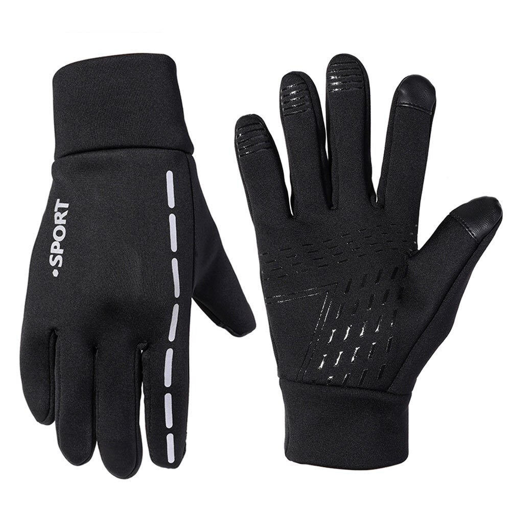 Guantes de esquí ultraligeros e impermeables para hombre y mujer, manoplas cálidas de invierno para Snowboard, montar en motocicleta, guantes deportivos antideslizantes para nieve: Black / XL