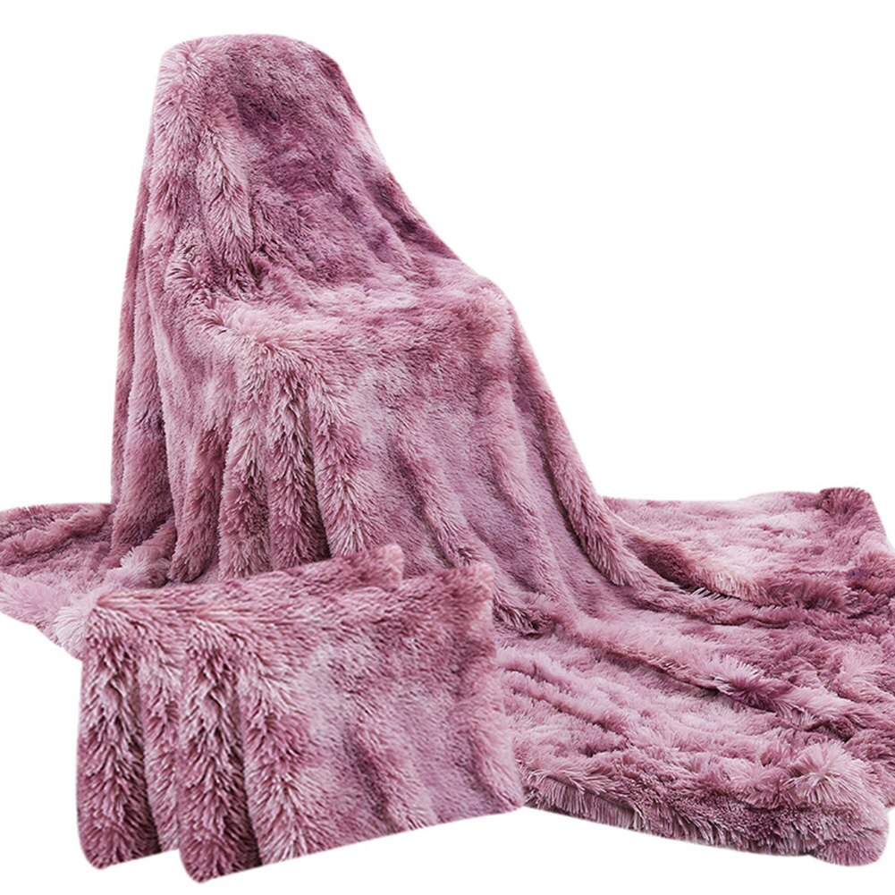 3 Stks/set Pluizige Deken Met Kussensloop Warme Zachte Fleece Deken Voor Kinderen Volwassen Gq: Purple-160x200cm