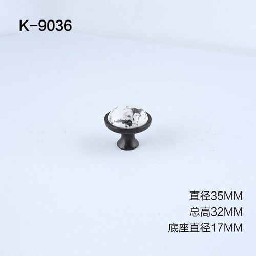 Poignée encastrée en plastique pour amélioration de l'habitat, modèle chinois de meubles Vintage en marbre noir et blanc: K-9036